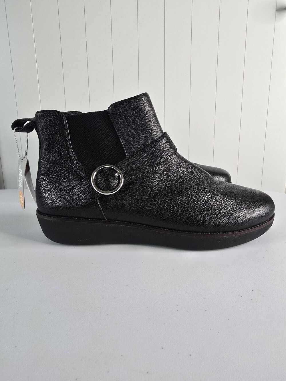 Fitflop Womens Bria Buckle Leather Chelsea Boot Shoes Black Size 10